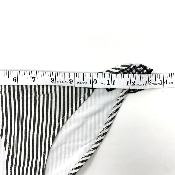 NEW Aerie Black Striped Seersucker Ruffle Summer Beach Bikini Bottom XXS - Picture 3 of 5